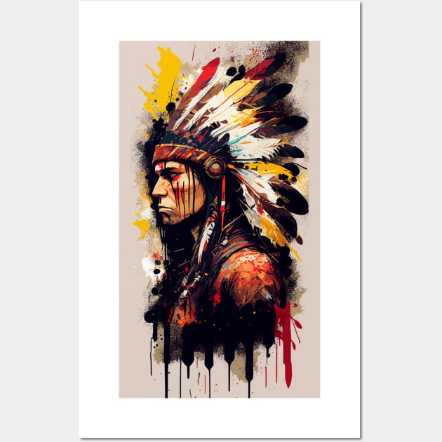 Native American Warrior V2 Wall Art by Peter Awax